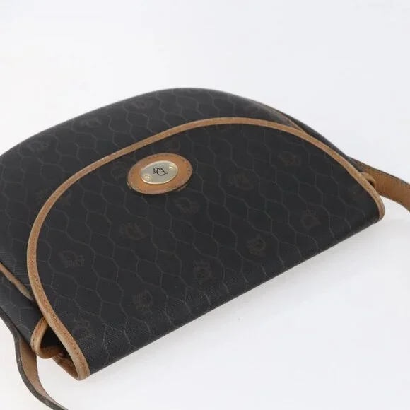 Christian Dior Honeycomb Canvas Shoulder Bag PVC Leather Black Auth BA6822 - Picture 7 of 16